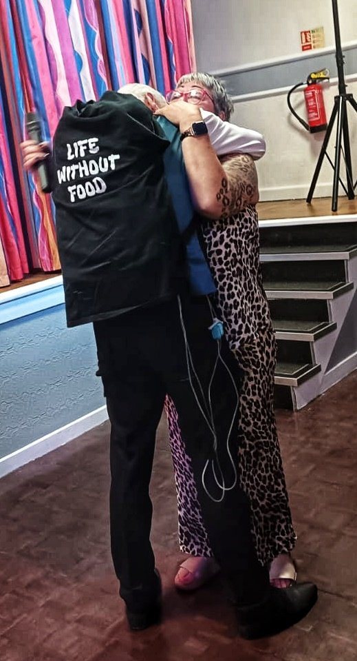 Daz on his feed at the Hearts of Gold awards, in his Life Without Food T-shirt